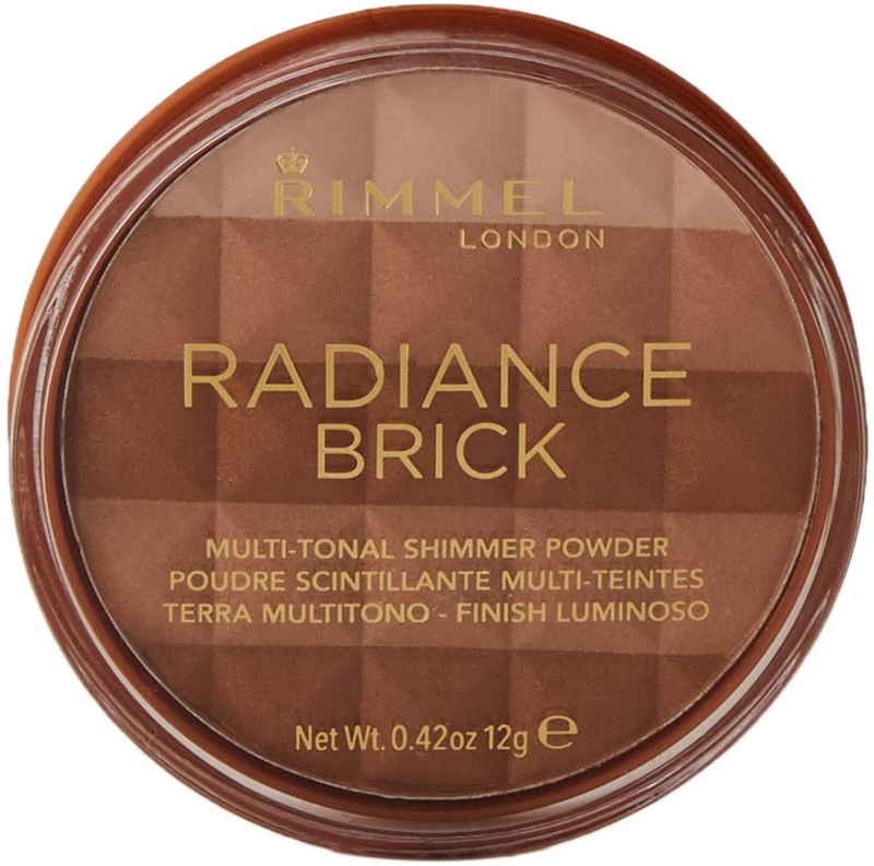 Rimmel London Radiance Shimmer Brick Pressed Bronzer, Light-As-Air Contouring Formula, 001 Light, 12 G