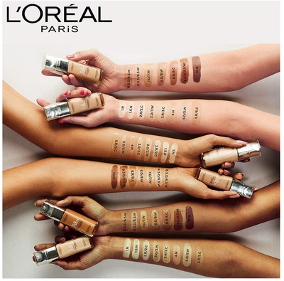 L'Oreal Paris True Match Liquid Foundation, Skincare Infused with Hyaluronic Acid, SPF 17, Available in 40 Shades, 2C Rose Vanilla, 30 Ml