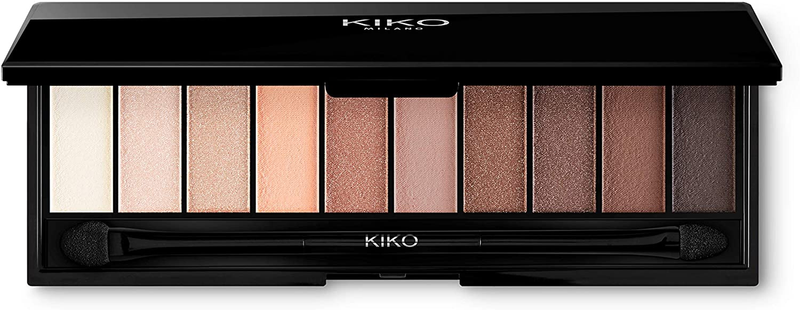 KIKO Milano Smart Eyeshadow Palette 02 | Eyeshadow Palette with 10 Shades of Various Finishes. Double-Ended Applicator Included