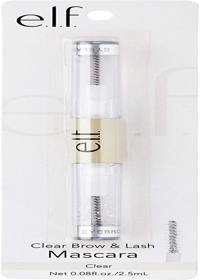 e.l.f. Clear Brow & Lash Mascara, Glossy, Shiny, Lightweight, Easy to Use, Conditions Hairs, Gives Brows Soft Flexible Hold, Compact, All-Day Wear 2.5Ml