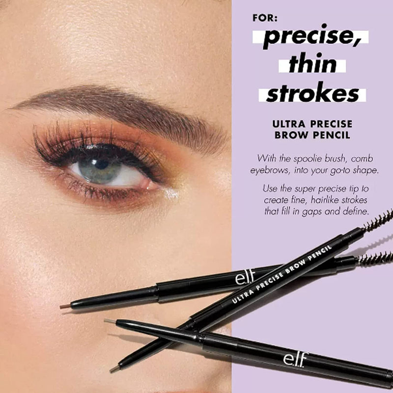 e.l.f. Ultra Precise Brow Pencil, Creamy, Micro-Slim, Precise, Defines, Creates Full, Natural-Looking Brows, Tames and Combs Brow Hair, Neutral Brown, 0.002 Oz