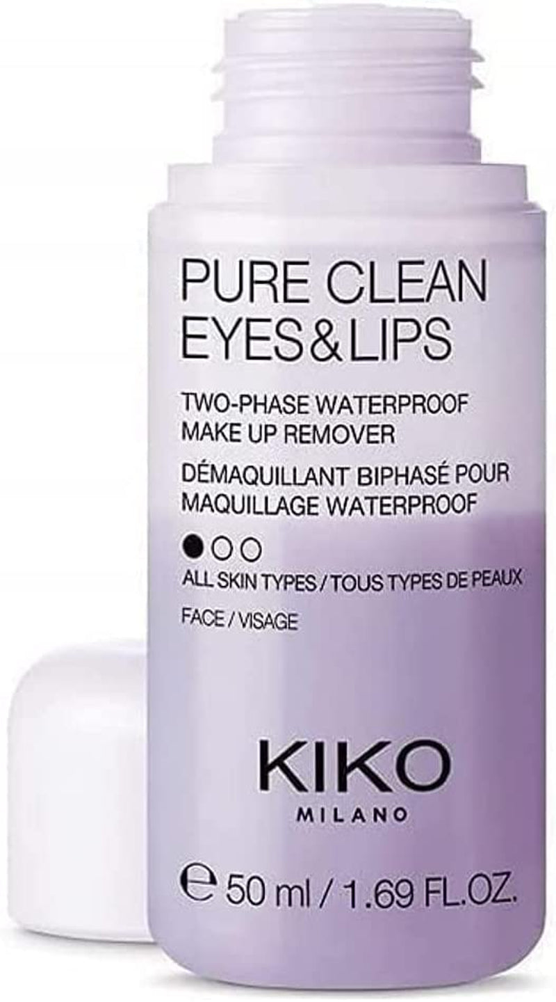 KIKO Milano Pure Clean Eyes & Lips Mini | Travel-Size Two-Phase Makeup Remover for Eyes and Lips