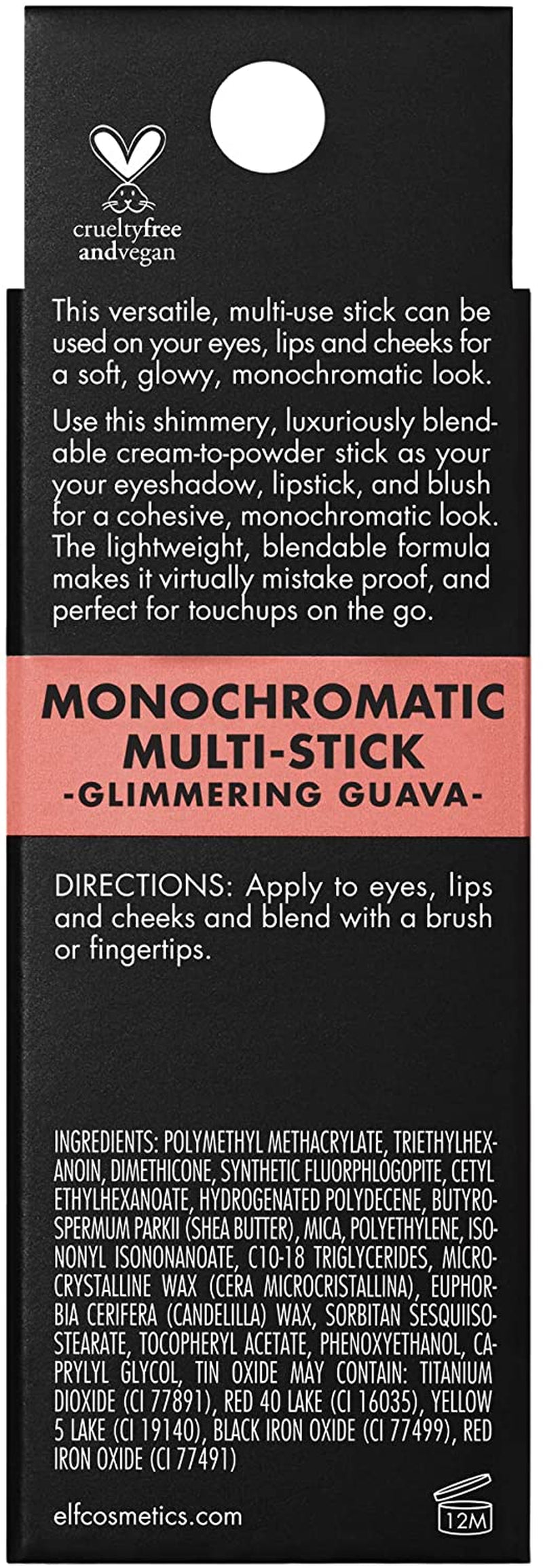 e.l.f. Monochromatic Multi-Stick Blush, Creamy, Lightweight, Versatile, Luxurious, Adds Shimmer, Easy to Use on the Go, Blends Effortlessly, Glimmering Guava 4.4G