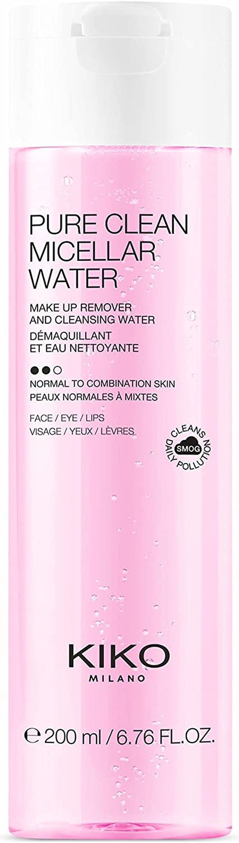 KIKO Milano Micellar Makeup Removal Water for Your Face, Eye Contours and Lips - Normal to Combination Skin