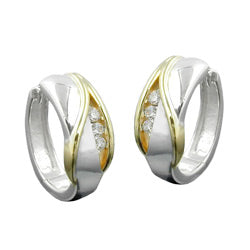 hoop earrings bi-coloured & zirconia silver 925 - BeautyMax Elite