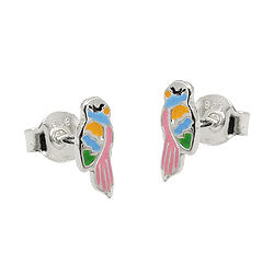 earrings studs parrot colour silver 925 - BeautyMax Elite