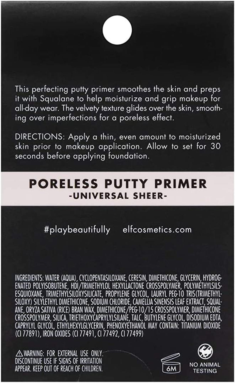 e.l.f. Poreless Putty Primer, All Day Wear, Velvet Texture, Poreless Effect, Universal Sheer, 0.74 Oz (21G)